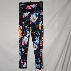 ZYIA Dark Floral Mesh Hi‎ Rise 7/8 24” Legging sz 4